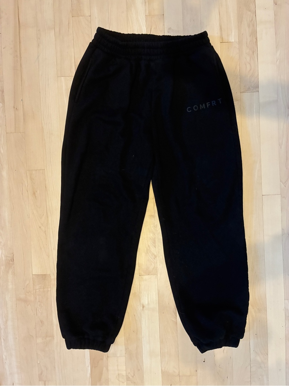Comfrt Black Heavyweight Fleece Oversized Sweatpants Joggers Large